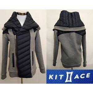 Kit & Ace Liberty Cotton Cashmere Quilted Down Jacket Women's 4 Blue/Gray #Z5304